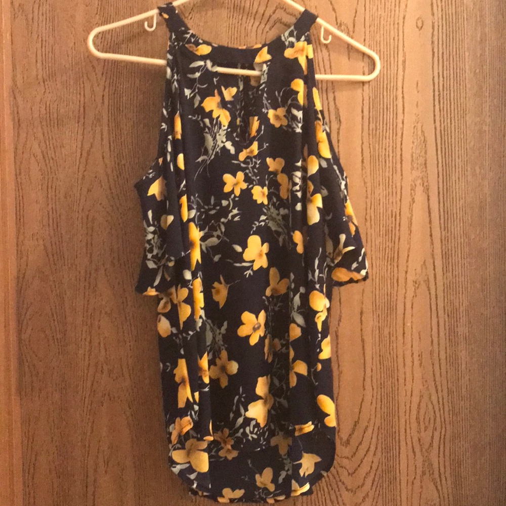 Navy blue floral blouse
